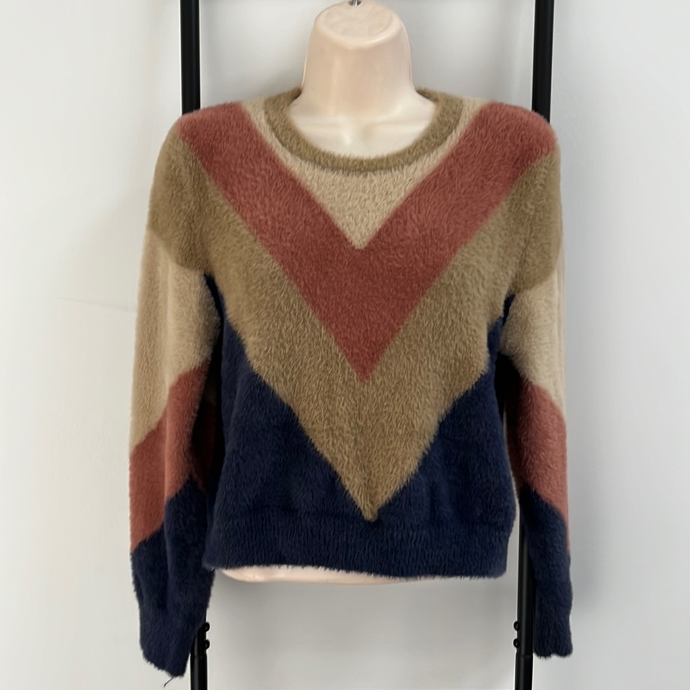 Stories Shevron Round Neck Soft Sweater Women Size M